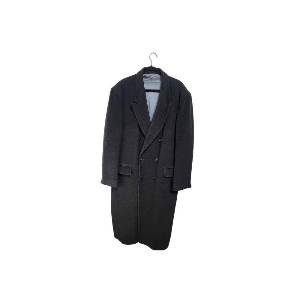 Alexander Shields vintage Double Breasted Overcoat Mens XL Charcoal Gray Good